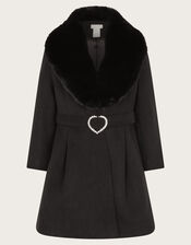 Diamante Belt Shawl Coat, Black (BLACK), large