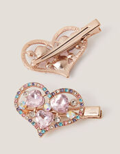 2-Pack Jewel Heart Hair Clips, , large