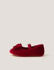 Baby Bow Velvet Walker Shoes, Red (RED), large