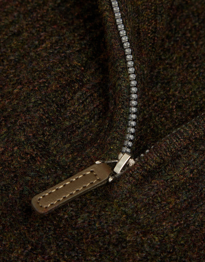 Knit Half Zip Jumper, Green (KHAKI), large