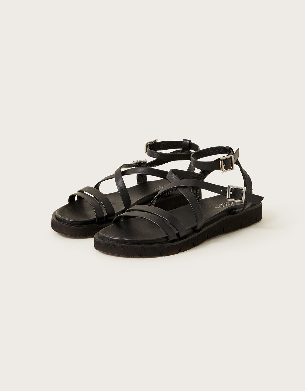 Womens black shop leather sandals uk