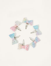 Rainbeam Glitter Bow Hair Clip Set, , large