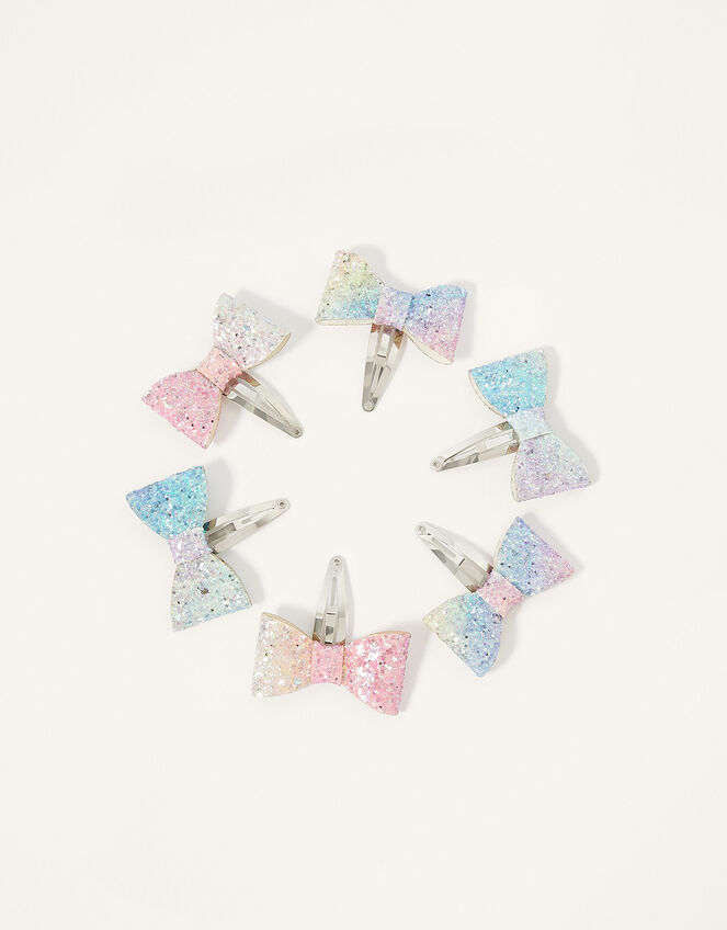 Rainbeam Glitter Bow Hair Clip Set, , large