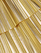 Metallic Pleat Tiered Skirt, Gold (GOLD), large