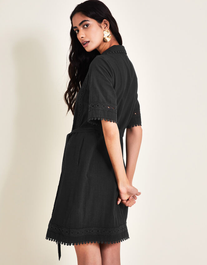 Amelia Shirt Dress, Black (BLACK), large