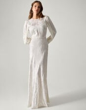 Grace Long Sleeve Satin Wedding Dress, Ivory (IVORY), large
