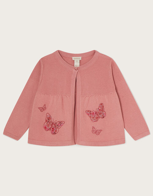 Baby Butterfly Trim Cardigan, Pink (PINK), large