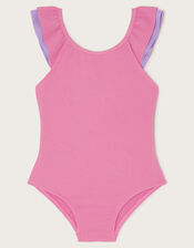Frilly Seersucker Swimsuit, Pink (PINK), large