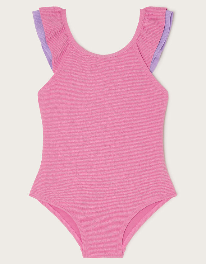 Frilly Seersucker Swimsuit, Pink (PINK), large