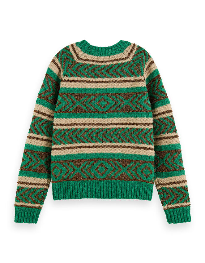 Scotch and Soda Metallic Fair Isle Jumper Green