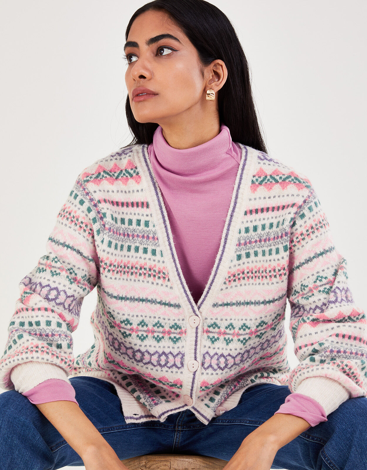 Northern Isles★バージンウール100%/長袖カーディガン【38/レディースM/アイボリー/ivory】アラン模様/cardigan/Jacket/Vintage◆cBH468 Vintage Northern Isles Womens Cardigan Sweater Sz L Ivory