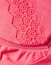 Texture Crochet Bikini Set, Orange (CORAL), large