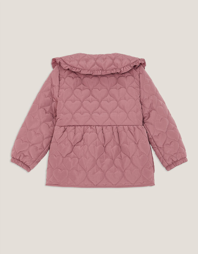 Embroidered Heart Quilted Coat, Pink (PINK), large