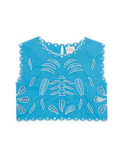 Petite Mendigote Tifaine Sleeveless Embroidered Top, Blue (BLUE), large