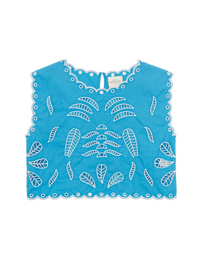 Petite Mendigote Tifaine Sleeveless Embroidered Top, Blue (BLUE), large