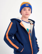 Borg Lined Zip Hoodie, Blue (NAVY), large