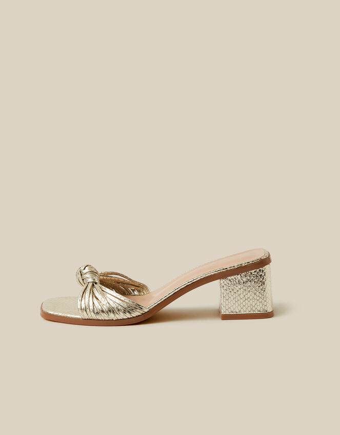 Gwen Knot Metallic Mules, Gold (GOLD), large