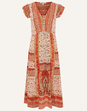 Heli Heritage Print Jersey Midi Dress, Orange (ORANGE), large