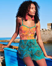 Tile Print Shorts, Blue (TURQUOISE), large