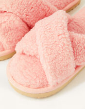 Cross Strap Slider Slippers , Pink (PINK), large