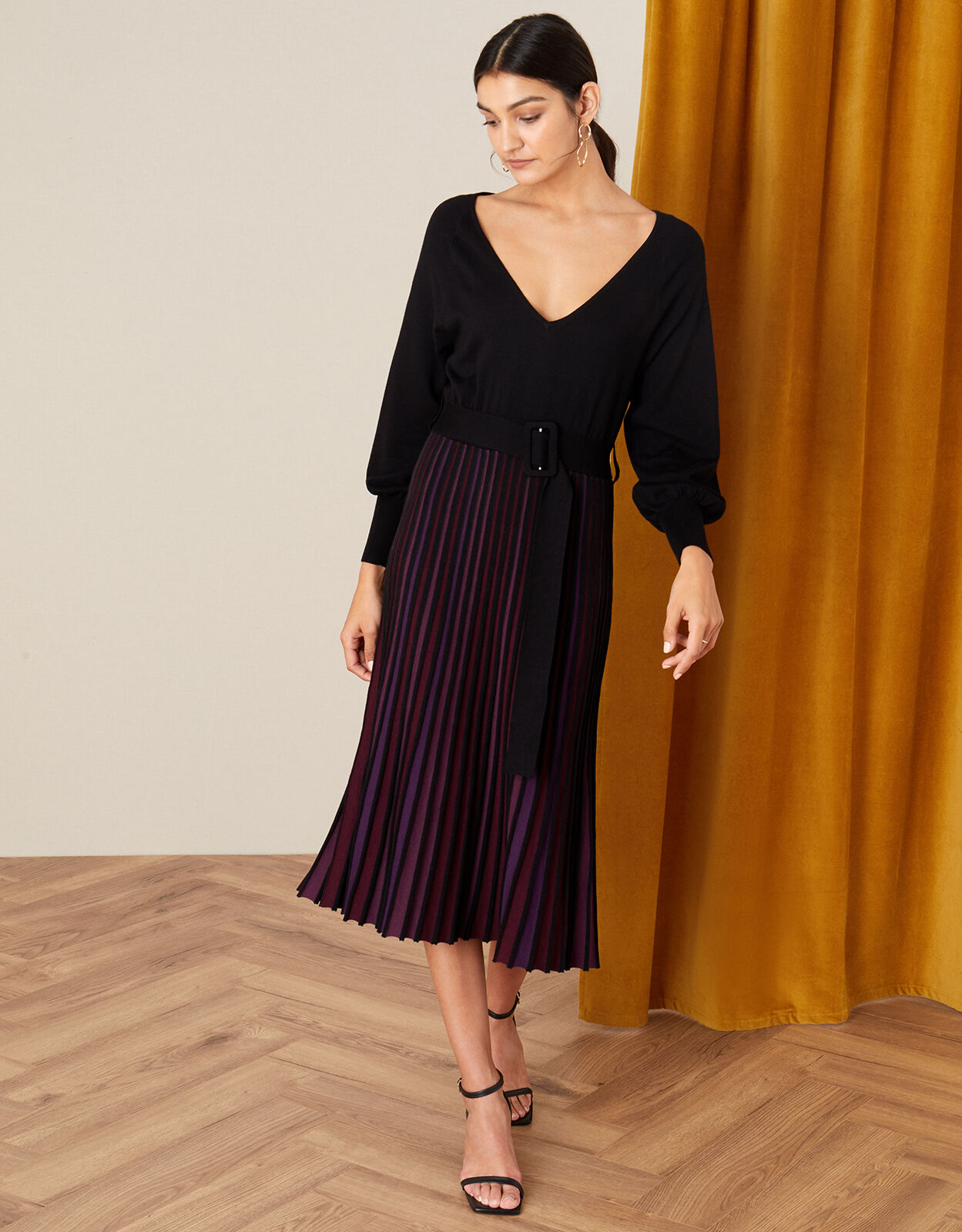 Colour block pleated dress hotsell