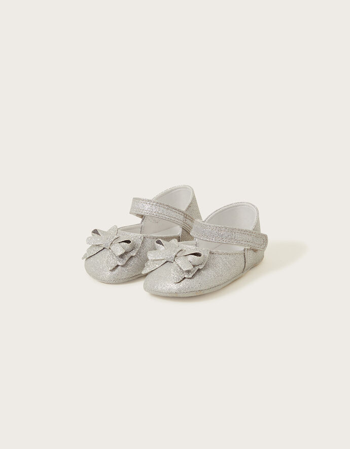 Sparkle Bow Booties Silver Baby Booties Monsoon UK.