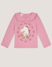 Unicorn Portrait Long Sleeve Top, Pink (PINK), large