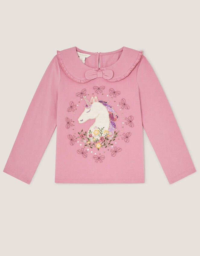 Unicorn Portrait Long Sleeve Top, Pink (PINK), large