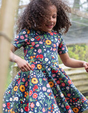 Frugi Sunshine Skater Dress, Blue (NAVY), large