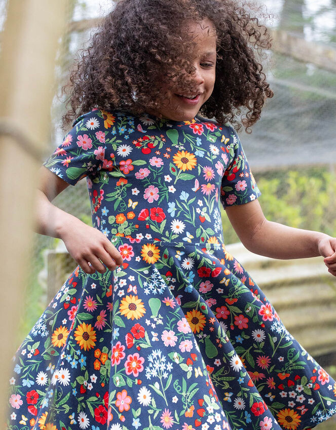 Frugi Sunshine Skater Dress, Blue (NAVY), large