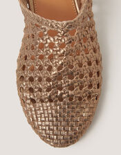 Bella Braided Leather Slipper Sandals, Gold (GOLD), large