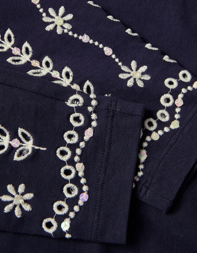 Sequin Broderie Leggings, Blue (NAVY), large