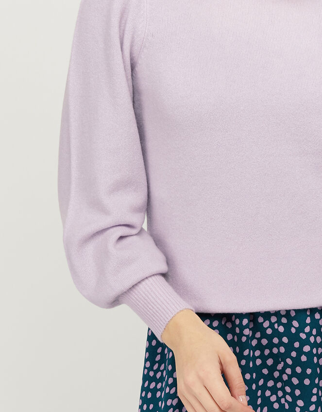 Soft Blouson Sleeve Jumper in Wool Blend, Purple (LILAC), large