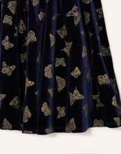 Baby Glitter Butterfly Velvet Dress, Blue (NAVY), large