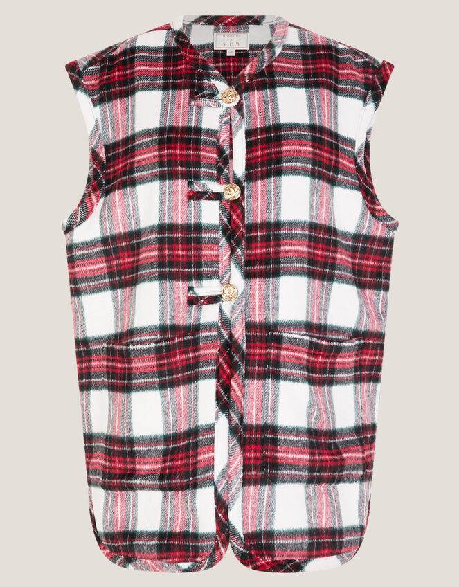 Monsoon x Sarah Corbett-Winder Tartan Gilet, Red (RED), large