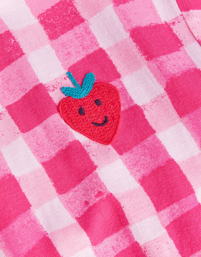 Short Sleeve Gingham Crop Top, Pink (PINK), large
