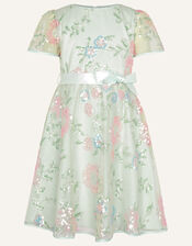 Layla Sequin Flower Dress, Teal (DUCK EGG), large