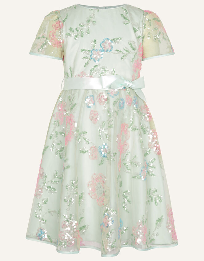 Layla Sequin Flower Dress, Teal (DUCK EGG), large