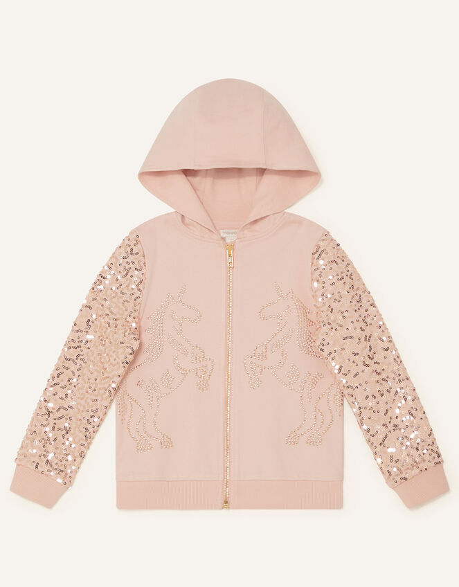Unicorn Sequin Sleeve Hoody, Nude (NUDE), large