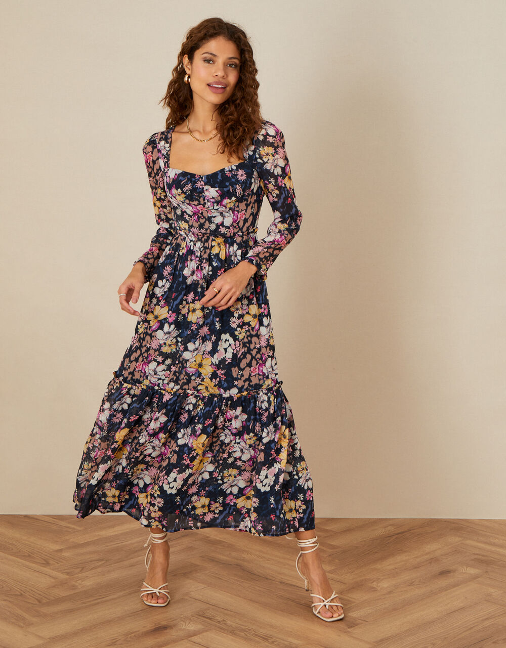 Women Dresses | Nina Tiered Midi Dress in Sustainable Viscose Blue - KK42147