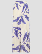 Dinah Leaf Print Trousers, White (WHITE), large