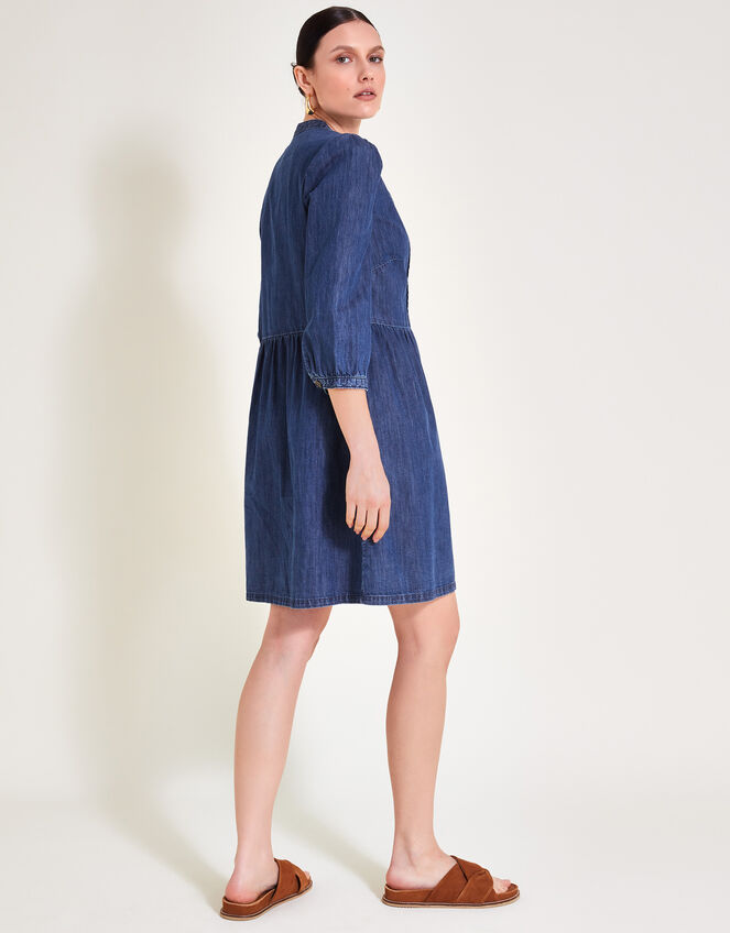 Mae Pintuck Denim Dress, Blue (DENIM BLUE), large