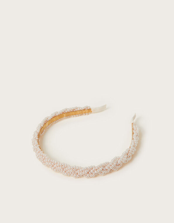 Pearl Bead Braided Headband, , large