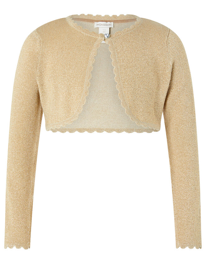 Niamh Sparkle Knitted Cardigan with Crystal Button, Gold (GOLD), large