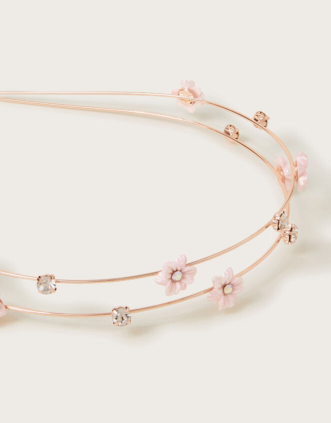 Diamante Flower Wire Headband, , large