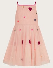 Strappy Applique Heart Dress, Pink (PINK), large
