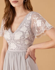 Daphnee Embroidered Maxi Dress, Grey (GREY), large