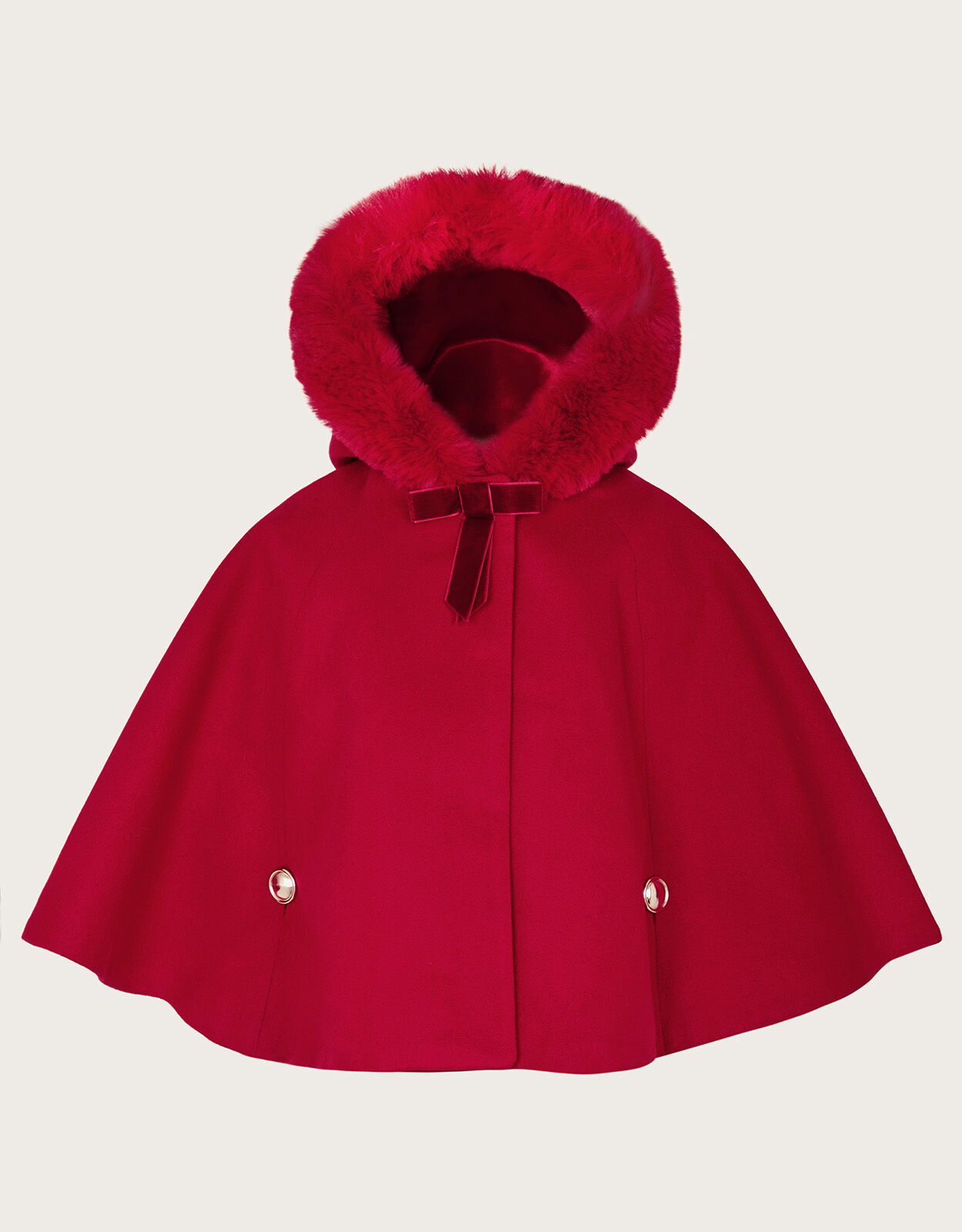 Baby Faux Fur Hooded Cape Red