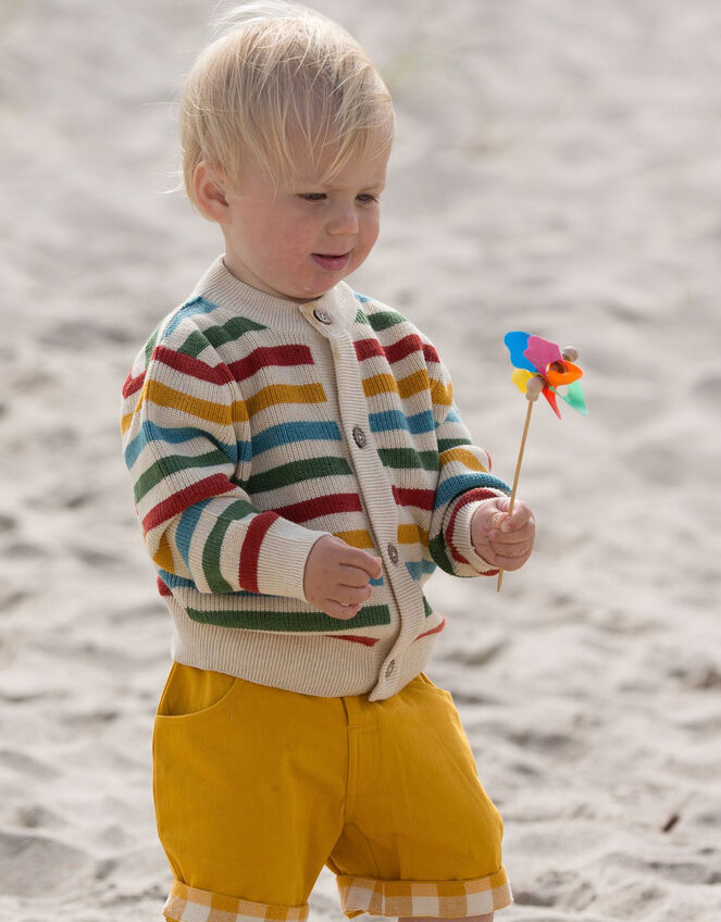 Little Green Radicals From One to Another Rainbow Stripe Cardigan, Multi (MULTI), large