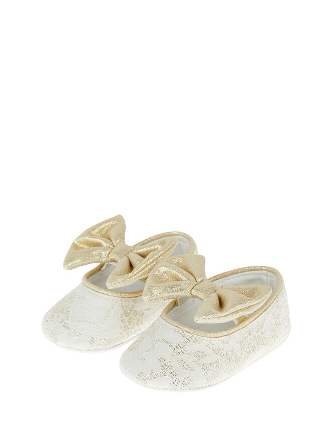 Bow Jacquard Booties , Ivory (IVORY), large